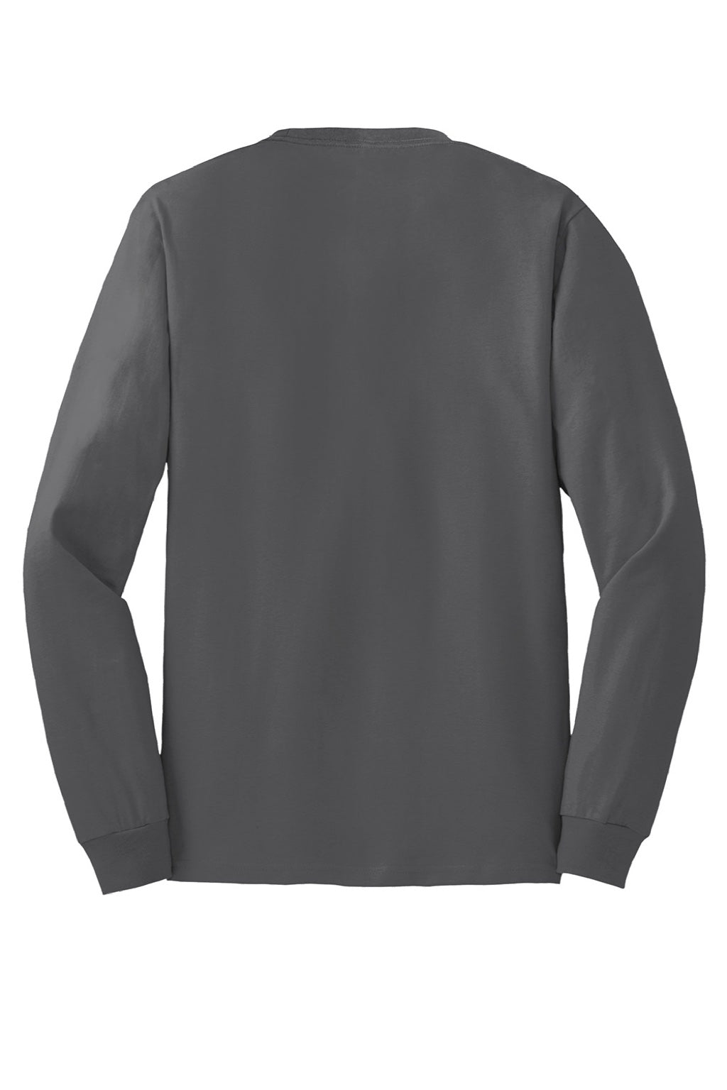 Hanes 5586 Mens Authentic Long Sleeve Crewneck T-Shirt Smoke Grey Flat Back