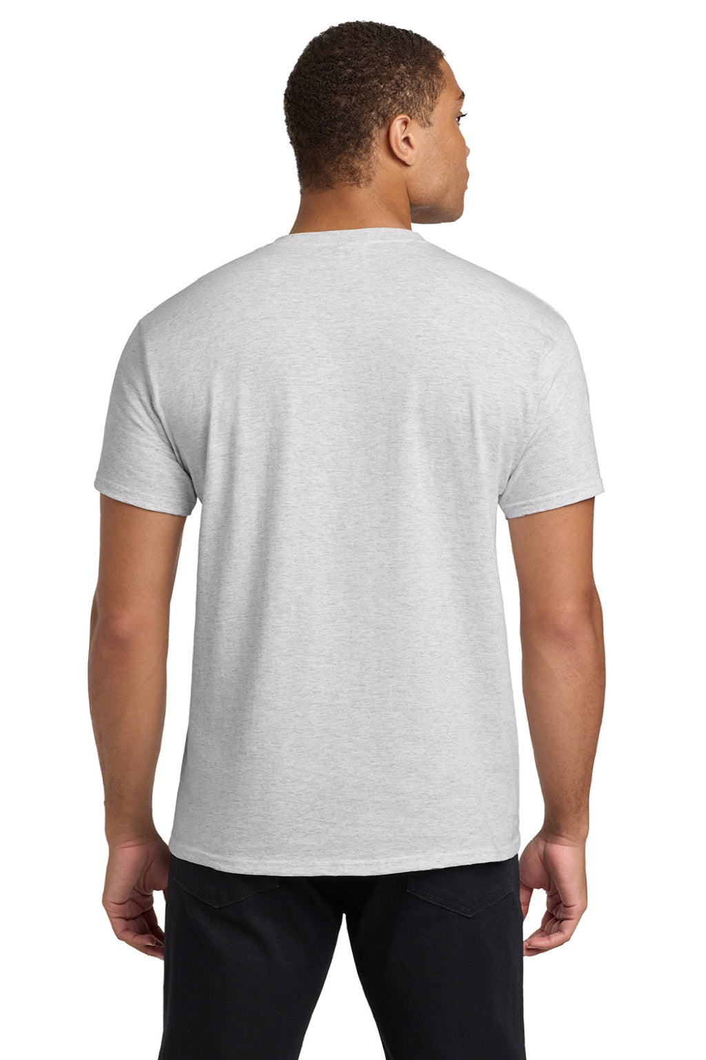 Hanes 5590 Mens Authentic Short Sleeve Crewneck T-Shirt w/ Pocket Ash Grey Model Back