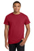 Hanes 5590 Mens Authentic Short Sleeve Crewneck T-Shirt w/ Pocket Deep Red Model Front
