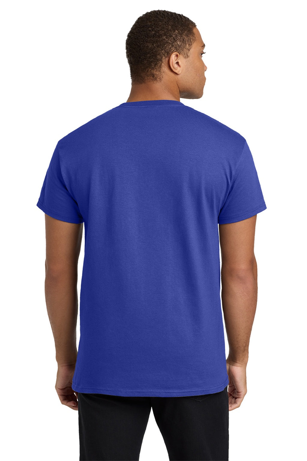 Hanes 5590 Mens Authentic Short Sleeve Crewneck T-Shirt w/ Pocket Deep Royal Blue Model Back