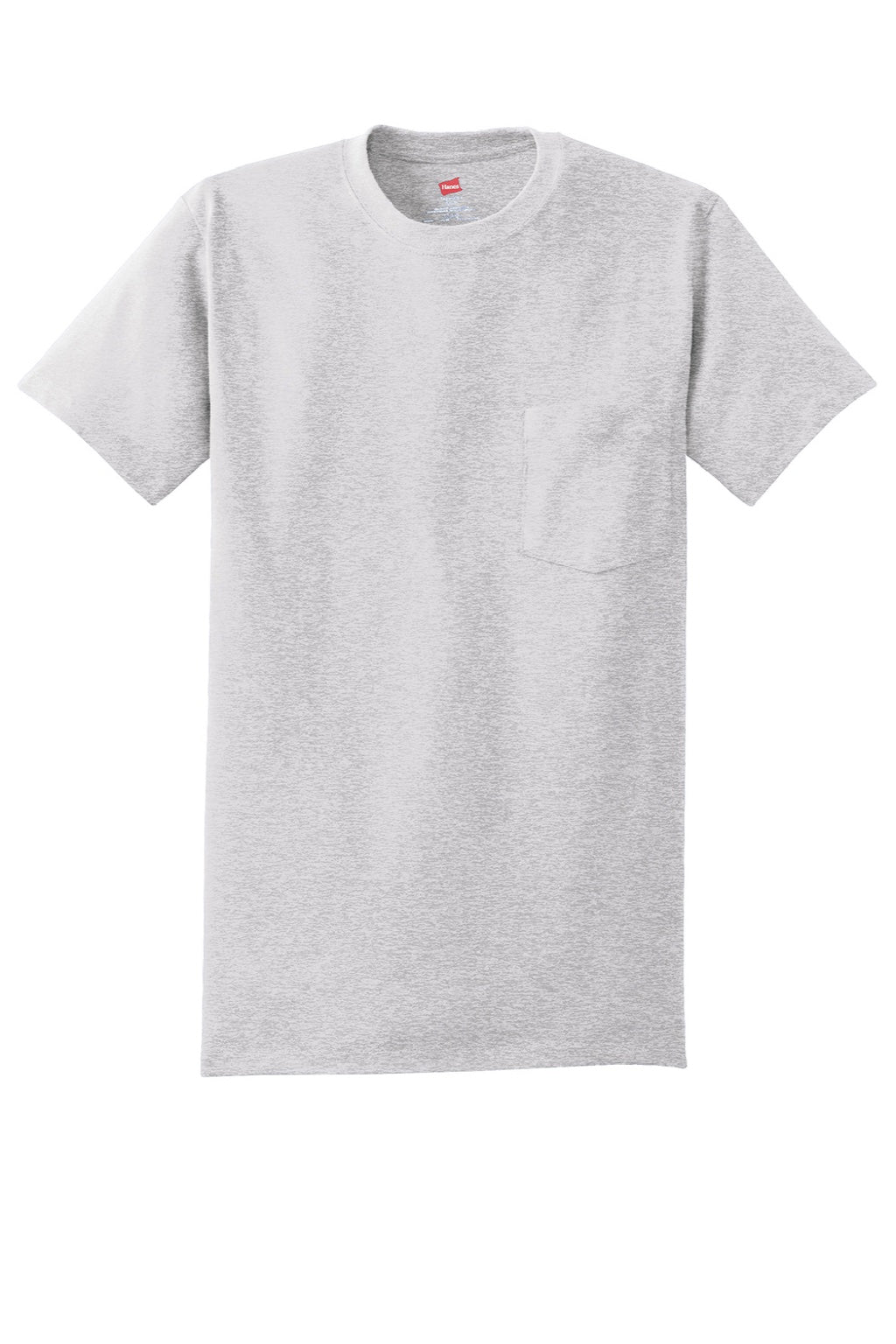 Hanes 5590 Mens Authentic Short Sleeve Crewneck T-Shirt w/ Pocket Ash Grey Flat Front