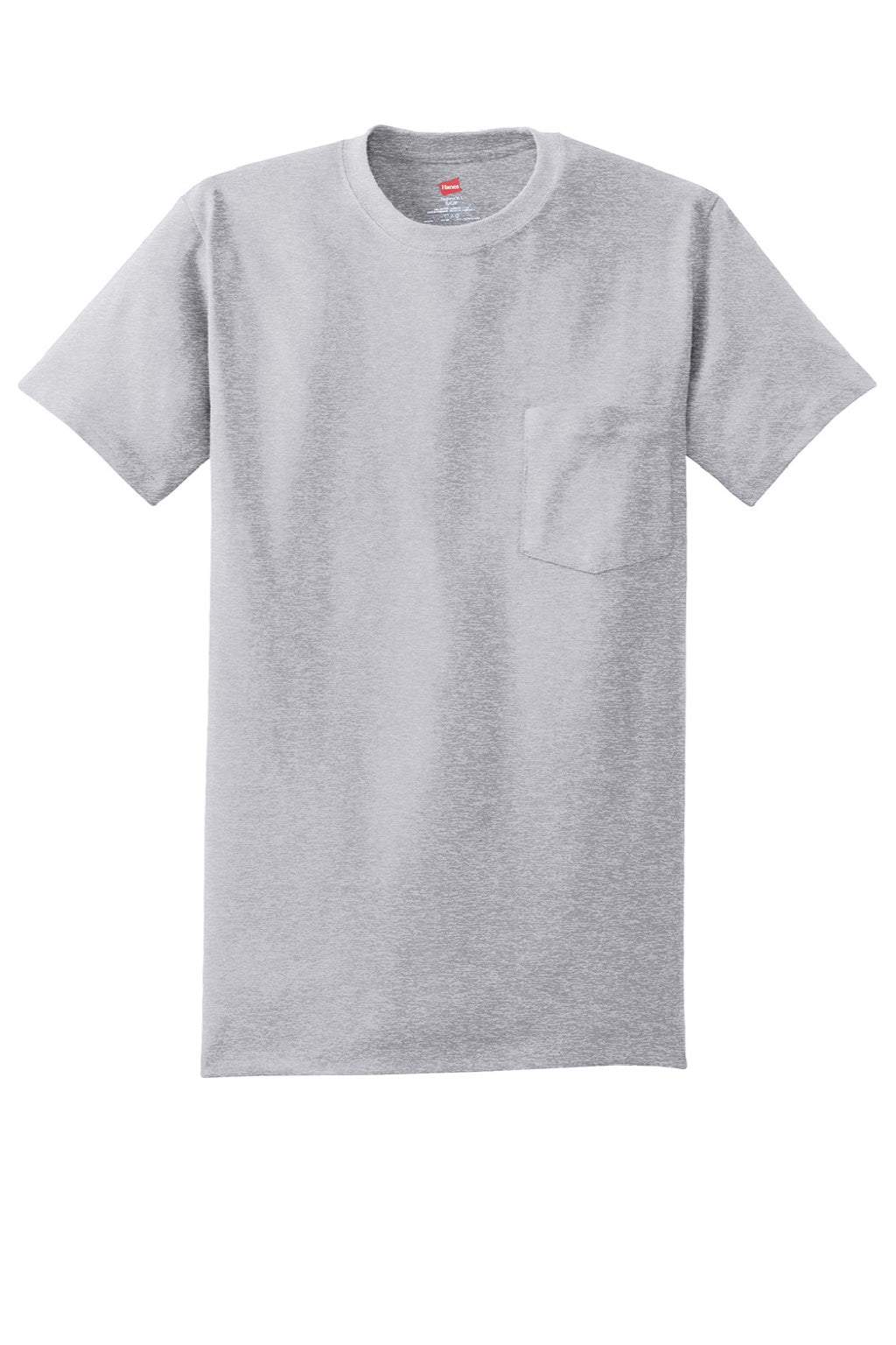 Hanes 5590 Mens Authentic Short Sleeve Crewneck T-Shirt w/ Pocket Light Steel Grey Flat Front