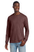 Jerzees 560LS Mens Premium Blend Moisture Wicking Long Sleeve Crewneck T-Shirt Heather Maroon Model Front