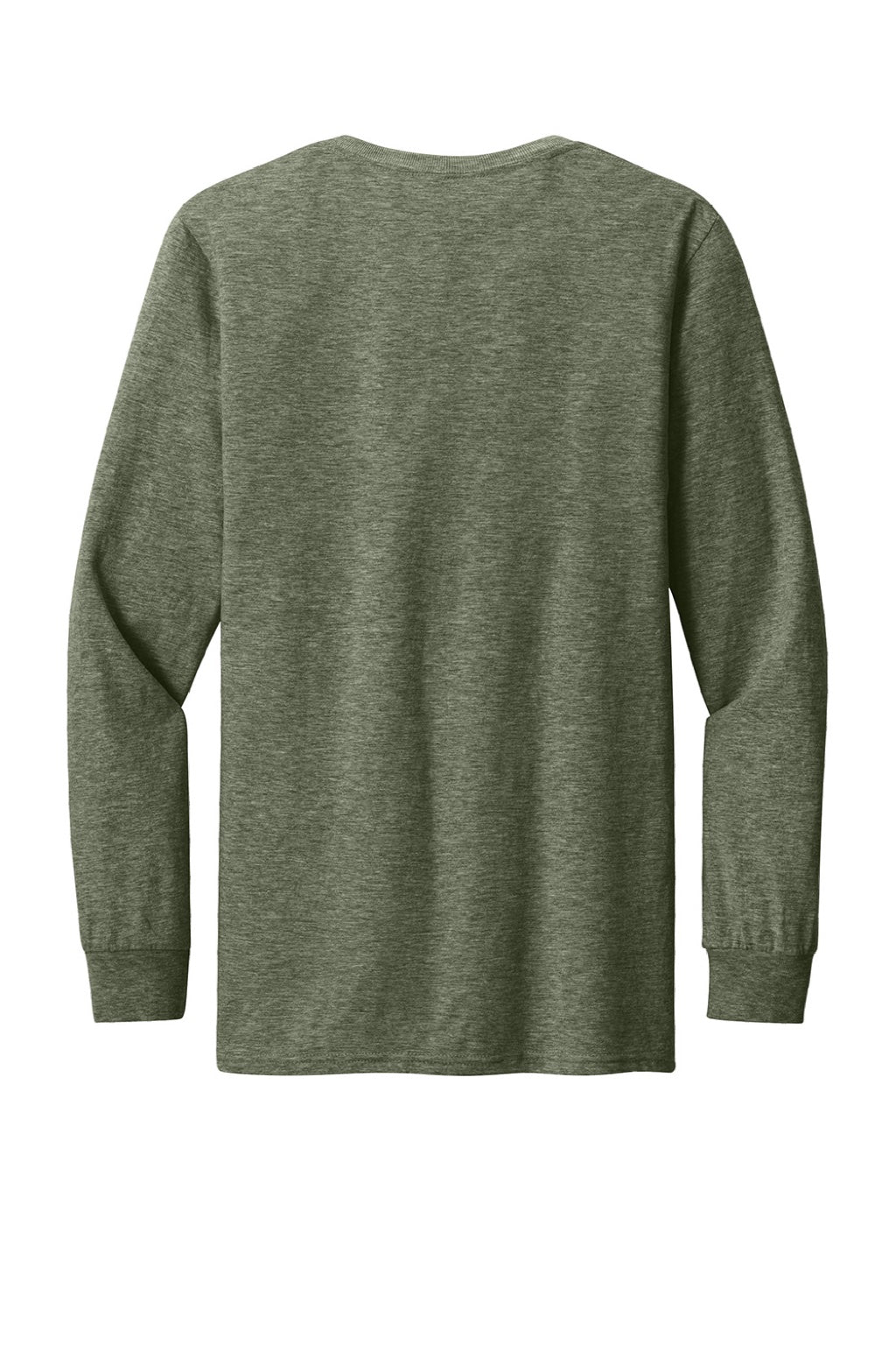 Jerzees 560LS Mens Premium Blend Moisture Wicking Long Sleeve Crewneck T-Shirt Heather Military Green Flat Back