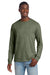 Jerzees 560LS Mens Premium Blend Moisture Wicking Long Sleeve Crewneck T-Shirt Heather Military Green Model Front