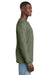 Jerzees 560LS Mens Premium Blend Moisture Wicking Long Sleeve Crewneck T-Shirt Heather Military Green Model Side