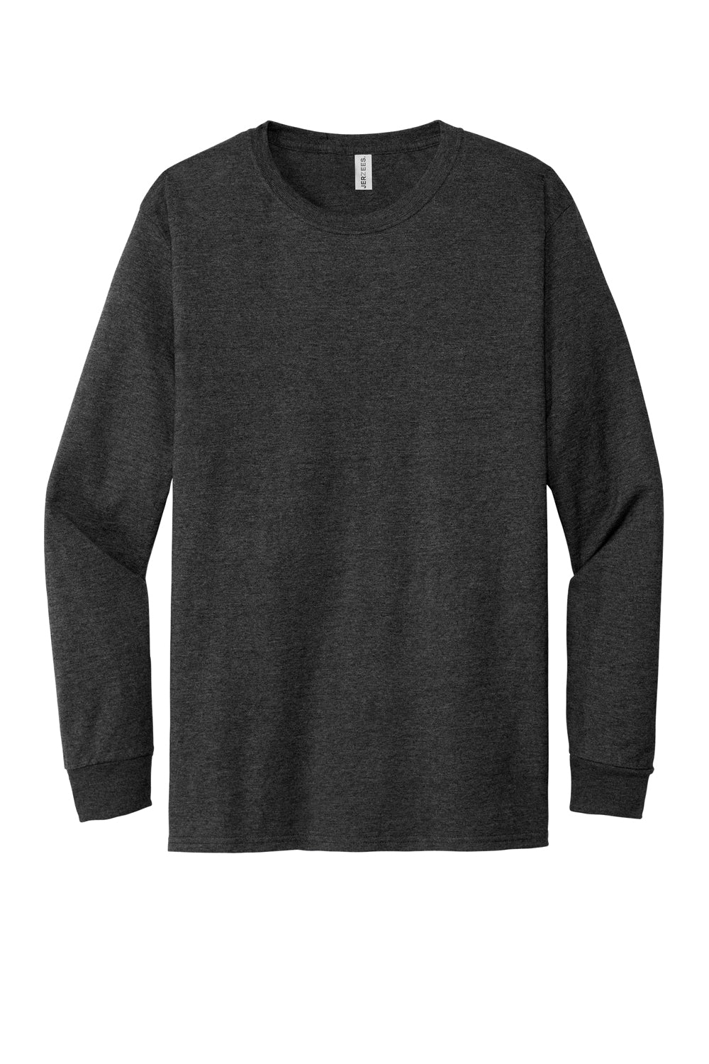 Jerzees 560LS Mens Premium Blend Moisture Wicking Long Sleeve Crewneck T-Shirt Heather Black Ink Flat Front