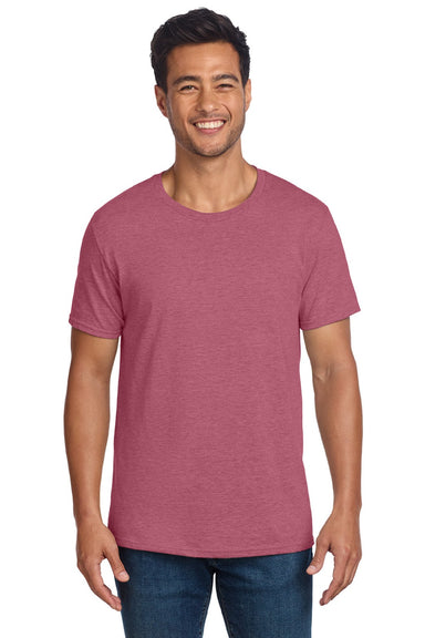 Jerzees 560MR/560M Mens Premium Blend Moisture Wicking Short Sleeve Crewneck T-Shirt Heather Raspberry Model Front