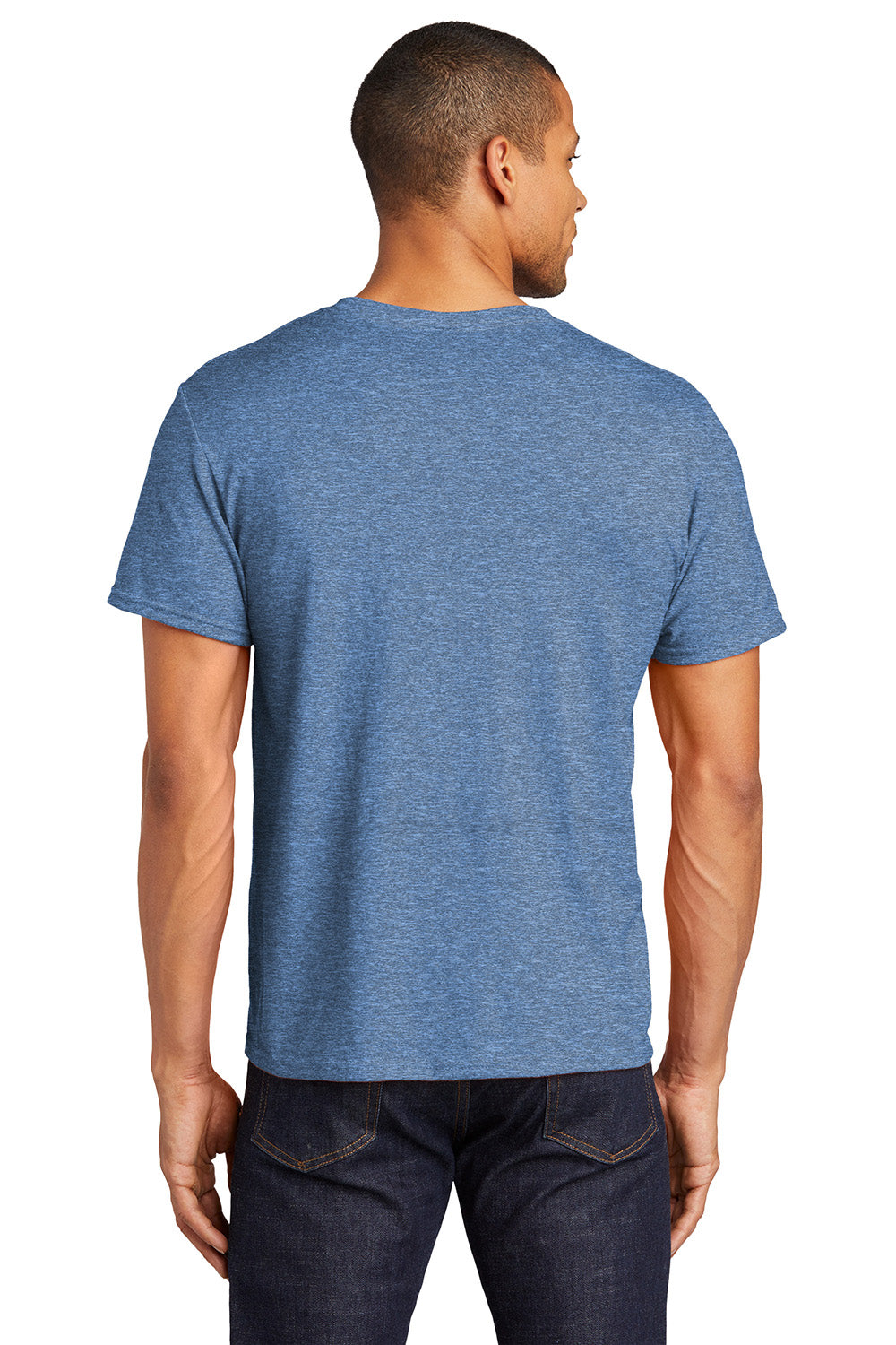 Jerzees 560MR/560M Mens Premium Blend Moisture Wicking Short Sleeve Crewneck T-Shirt Heather Carolina Blue Model Back