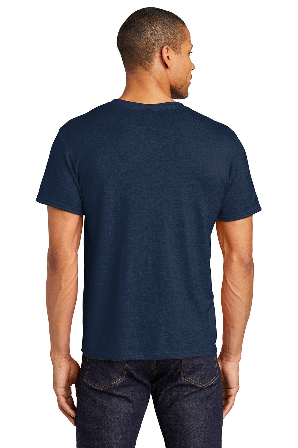 Jerzees 560MR/560M Mens Premium Blend Moisture Wicking Short Sleeve Crewneck T-Shirt Navy Blue Model Back