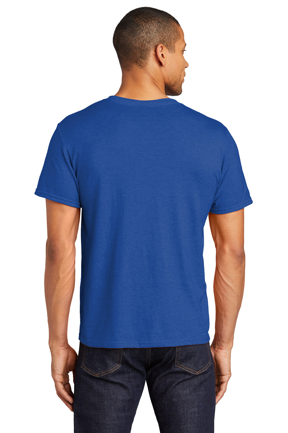 Jerzees 560MR/560M Mens Premium Blend Moisture Wicking Short Sleeve Crewneck T-Shirt Royal Blue Model Back