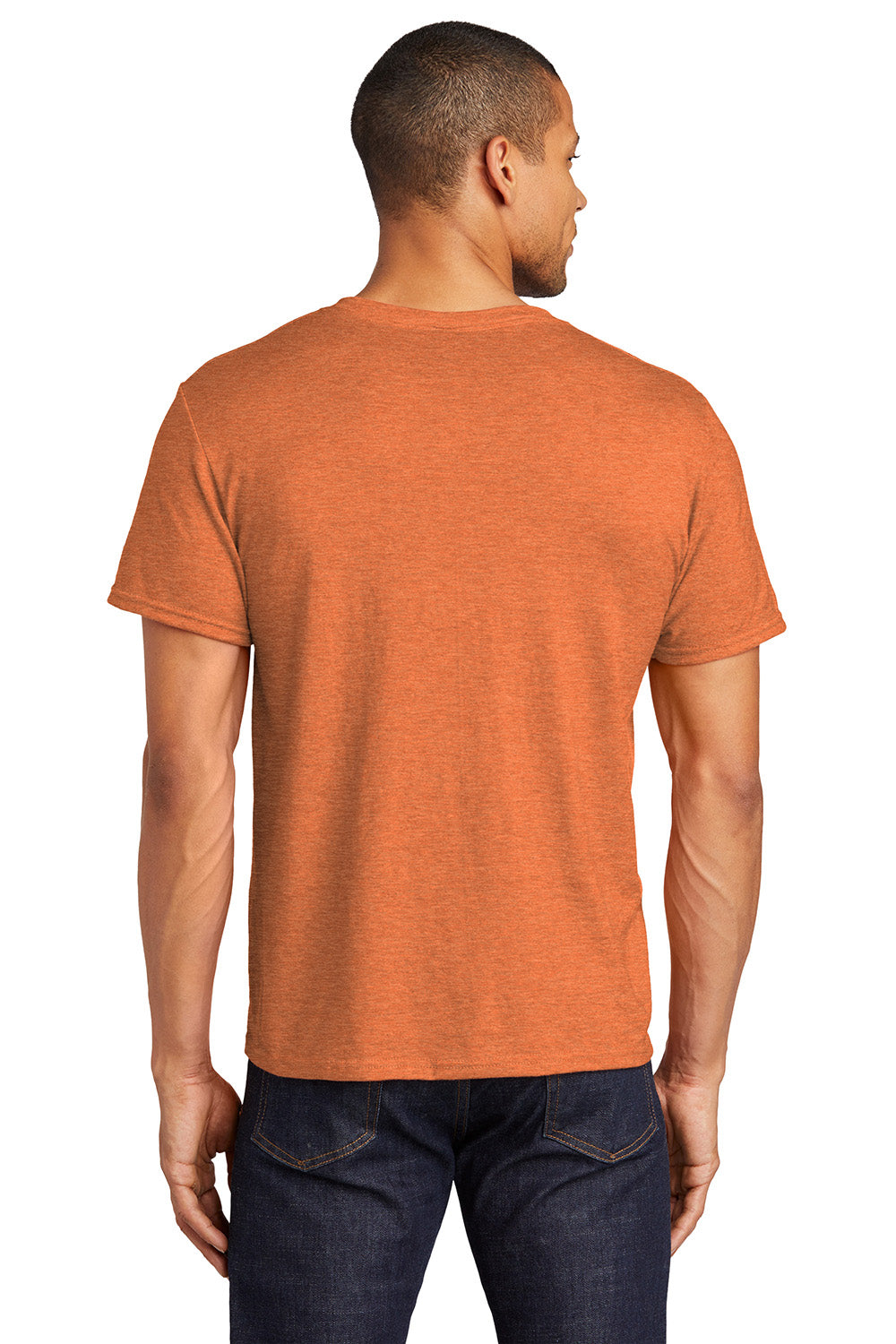 Jerzees 560MR/560M Mens Premium Blend Moisture Wicking Short Sleeve Crewneck T-Shirt Heather Vintage Orange Model Back