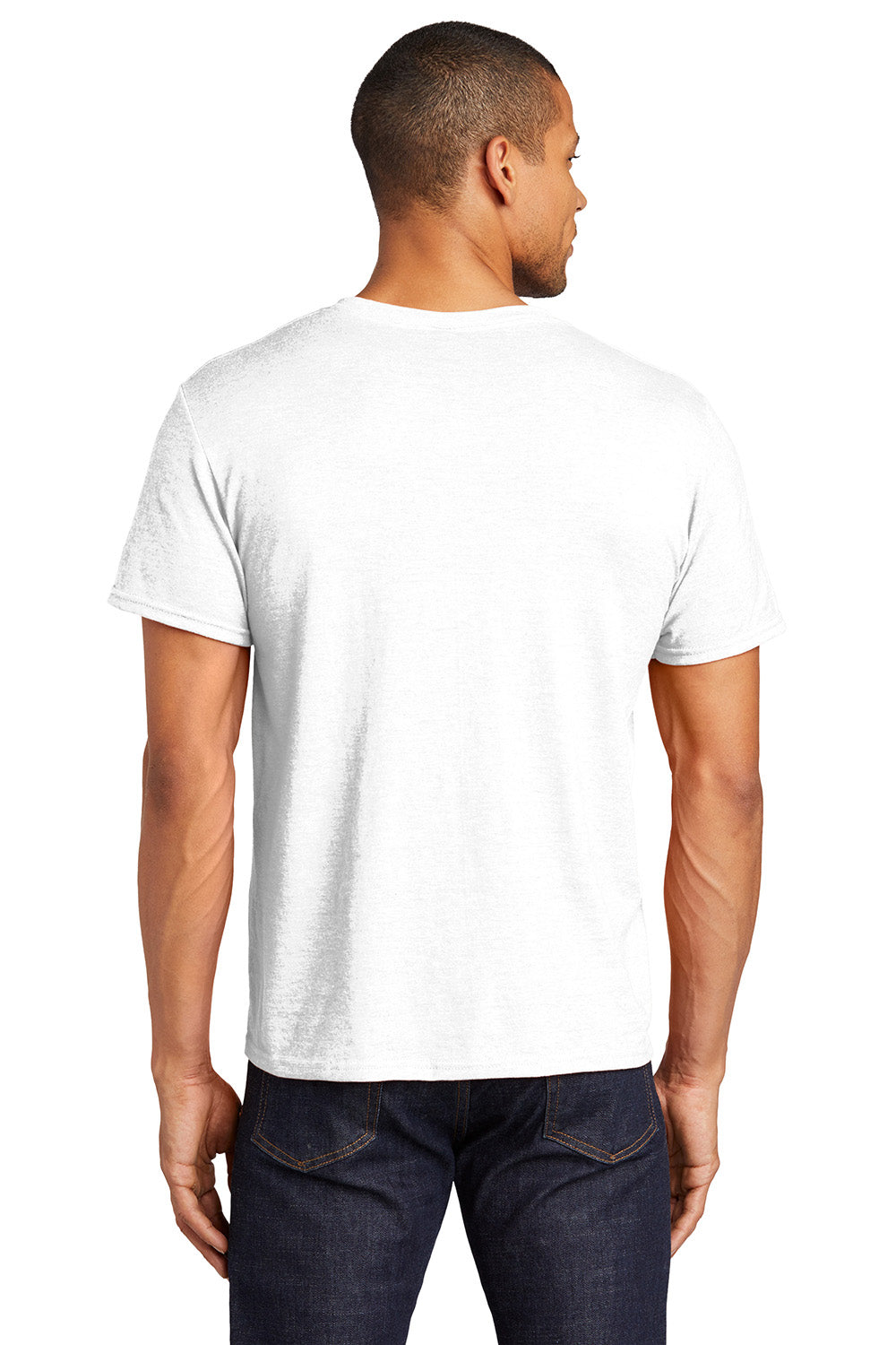 Jerzees 560MR/560M Mens Premium Blend Moisture Wicking Short Sleeve Crewneck T-Shirt White Model Back