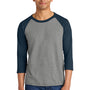 Jerzees Mens Premium Blend Baseball Moisture Wicking 3/4 Sleeve Crewneck T-Shirt - Oxford Grey/Heather Indigo Blue - NEW