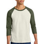 Jerzees Mens Premium Blend Baseball Moisture Wicking 3/4 Sleeve Crewneck T-Shirt - Heather Sweet Cream/Heather Military Green