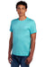 Jerzees 560MR/560M Mens Premium Blend Moisture Wicking Short Sleeve Crewneck T-Shirt Heather Aqua Model Side