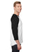 Jerzees 560RR Mens Premium Blend Baseball Moisture Wicking 3/4 Sleeve Crewneck T-Shirt White/Black Model Side