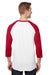 Jerzees 560RR Mens Premium Blend Baseball Moisture Wicking 3/4 Sleeve Crewneck T-Shirt White/True Red Model Back