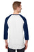 Jerzees 560RR Mens Premium Blend Baseball Moisture Wicking 3/4 Sleeve Crewneck T-Shirt White/Navy Blue Model Back