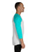 Jerzees 560RR Mens Premium Blend Baseball Moisture Wicking 3/4 Sleeve Crewneck T-Shirt White/Scuba Blue Model Side