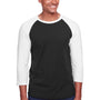 Jerzees Mens Premium Blend Baseball Moisture Wicking 3/4 Sleeve Crewneck T-Shirt - Black/White - Closeout