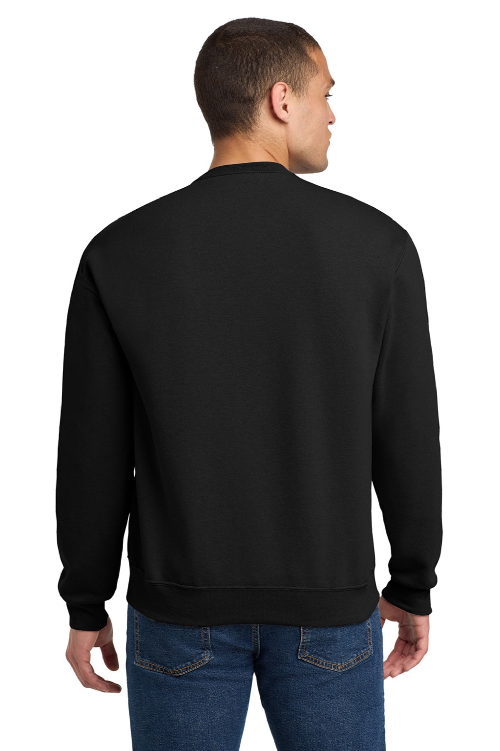 Jerzees 562M/562MR Mens NuBlend Fleece Crewneck Sweatshirt Black Model Back