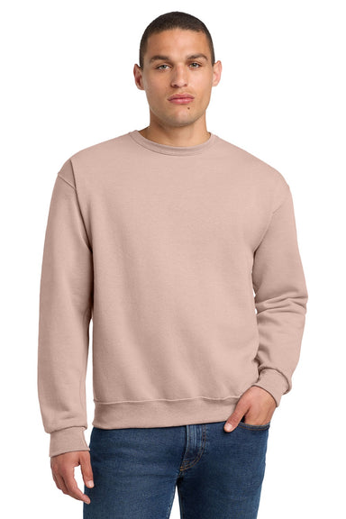 Jerzees 562M/562MR Mens NuBlend Fleece Crewneck Sweatshirt Blush Pink Model Front