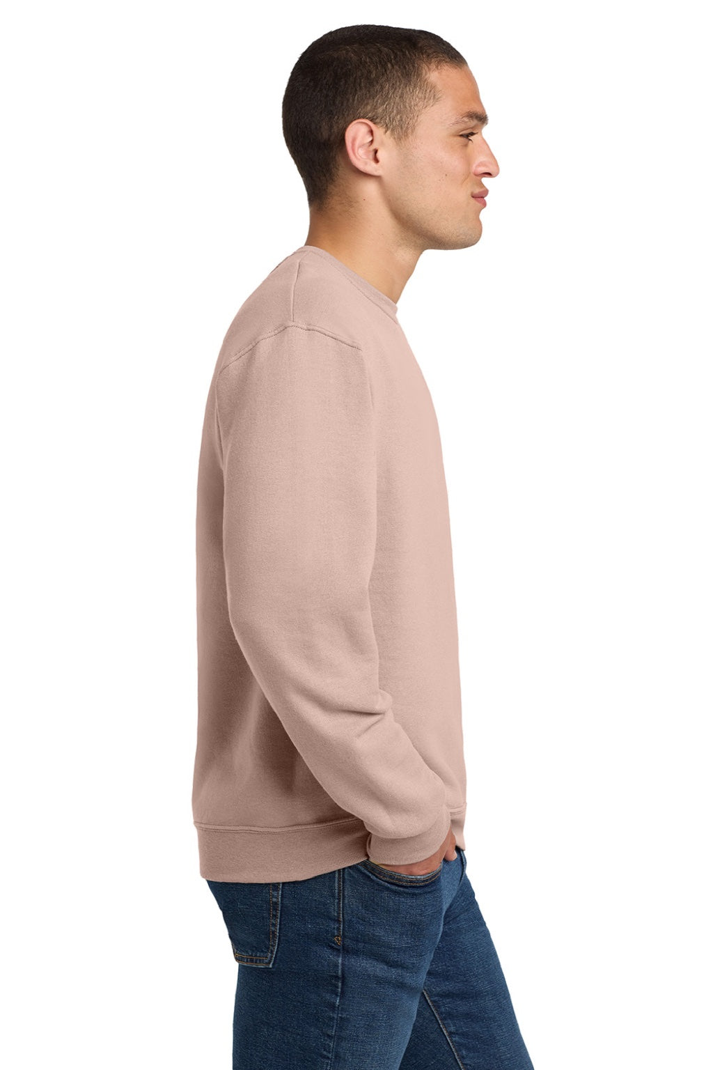 Jerzees 562M/562MR Mens NuBlend Fleece Crewneck Sweatshirt Blush Pink Model Side