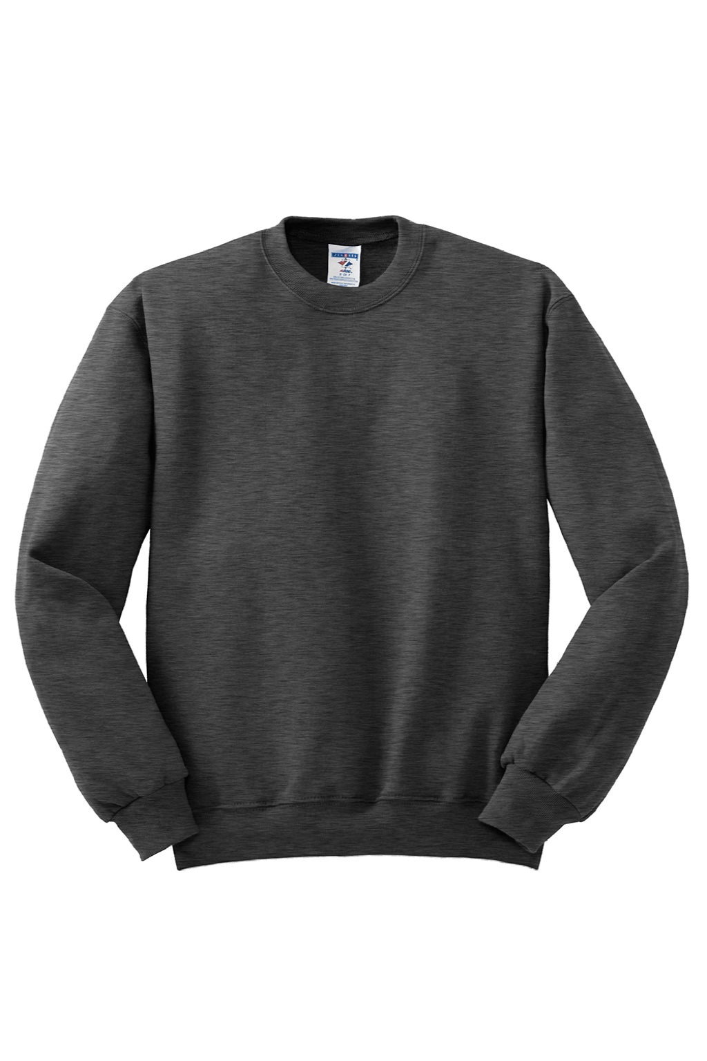 Jerzees 562M/562MR Mens NuBlend Fleece Crewneck Sweatshirt Heather Black Flat Front