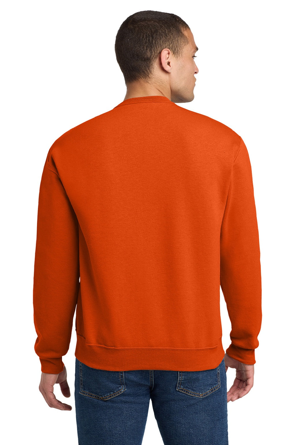 Jerzees 562M/562MR Mens NuBlend Fleece Crewneck Sweatshirt Burnt Orange Model Back