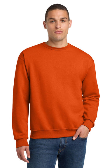 Jerzees 562M/562MR Mens NuBlend Fleece Crewneck Sweatshirt Burnt Orange Model Front