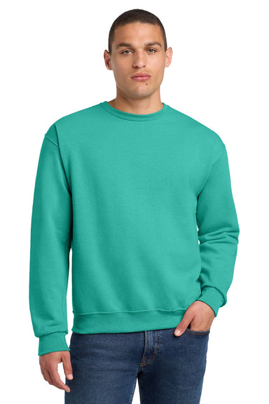 Jerzees 562M/562MR Mens NuBlend Fleece Crewneck Sweatshirt Cool Mint Model Front
