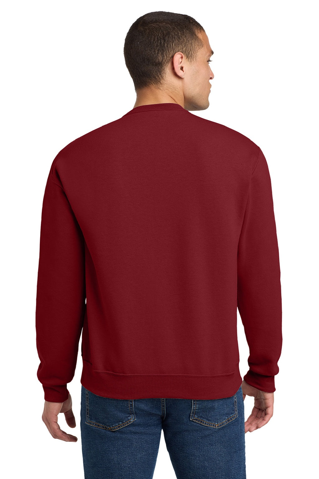 Jerzees 562M/562MR Mens NuBlend Fleece Crewneck Sweatshirt Cardinal Red Model Back