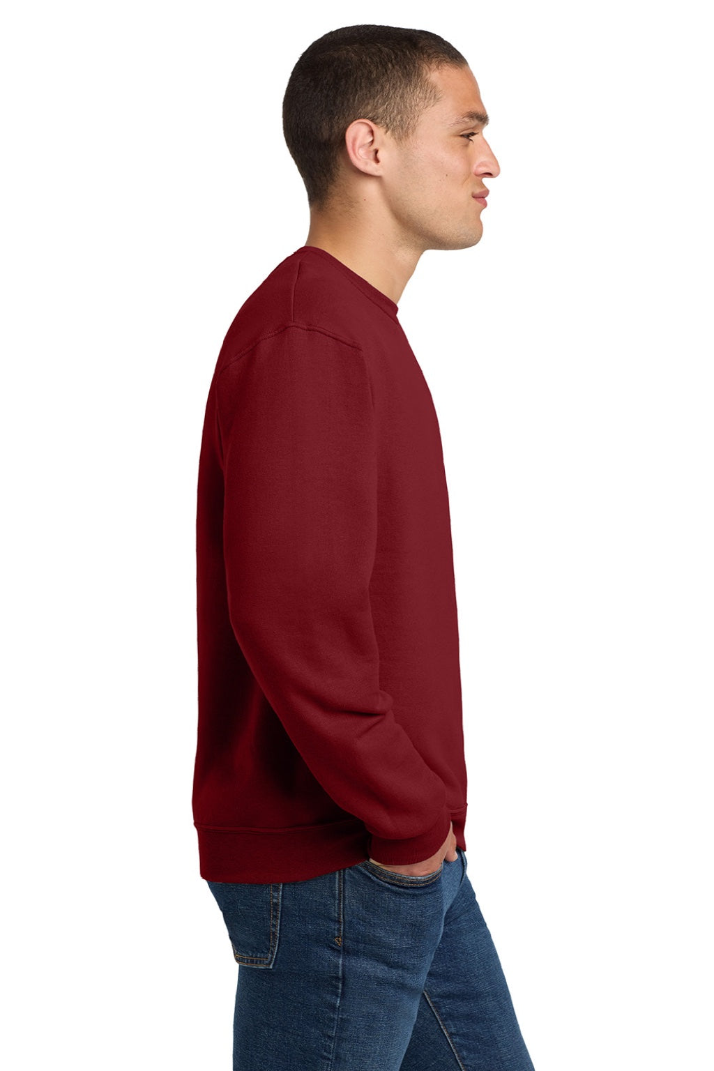 Jerzees 562M/562MR Mens NuBlend Fleece Crewneck Sweatshirt Cardinal Red Model Side