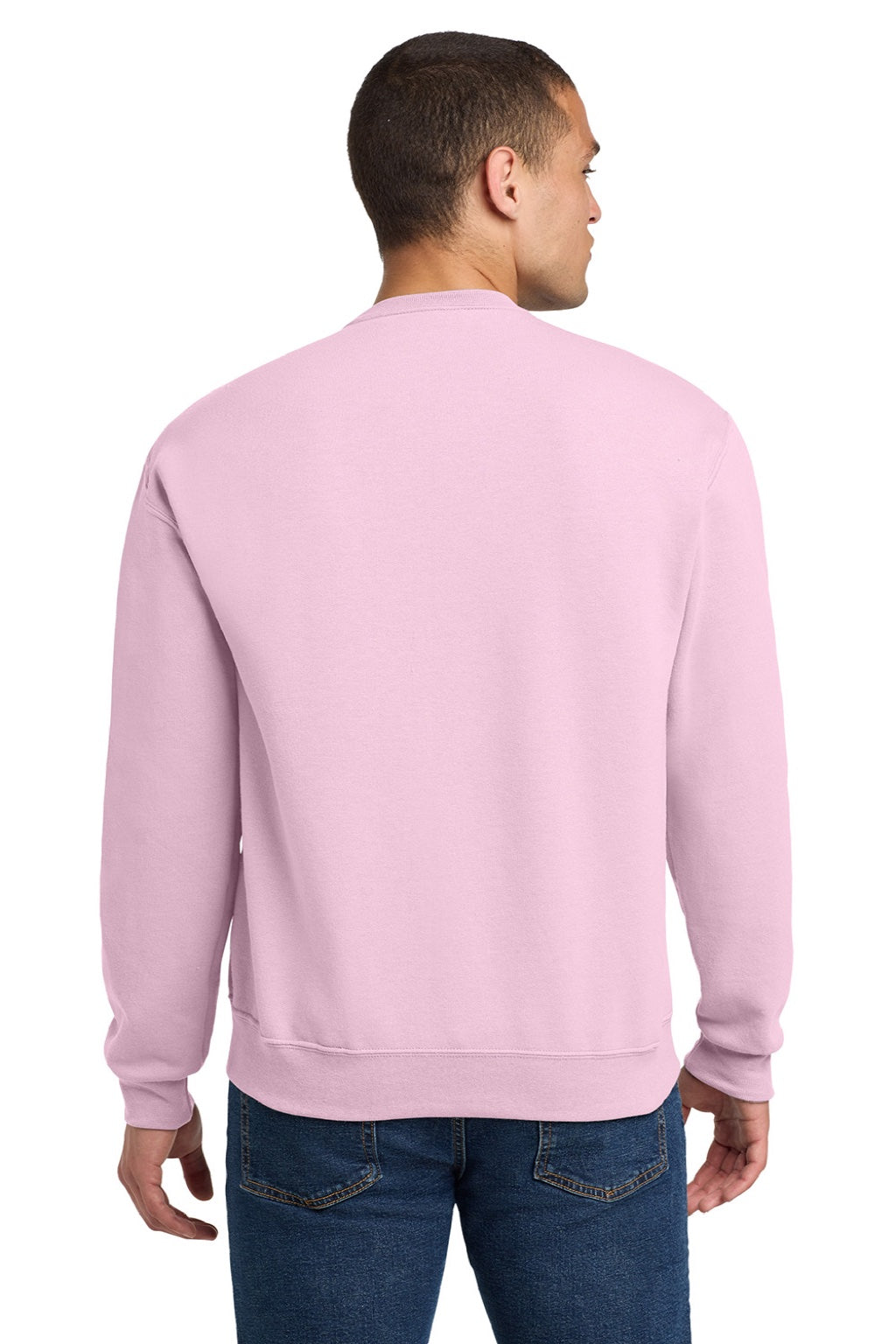 Jerzees 562M/562MR Mens NuBlend Fleece Crewneck Sweatshirt Classic Pink Model Back