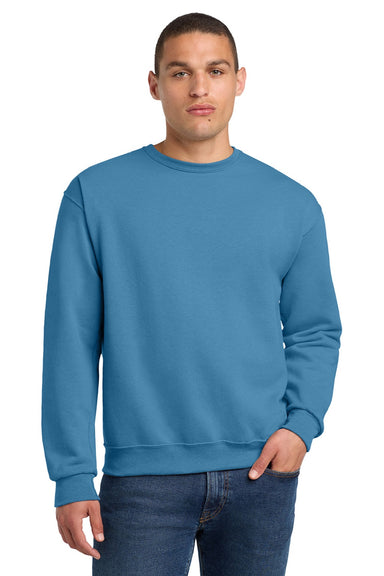 Jerzees 562M/562MR Mens NuBlend Fleece Crewneck Sweatshirt Columbia Blue Model Front
