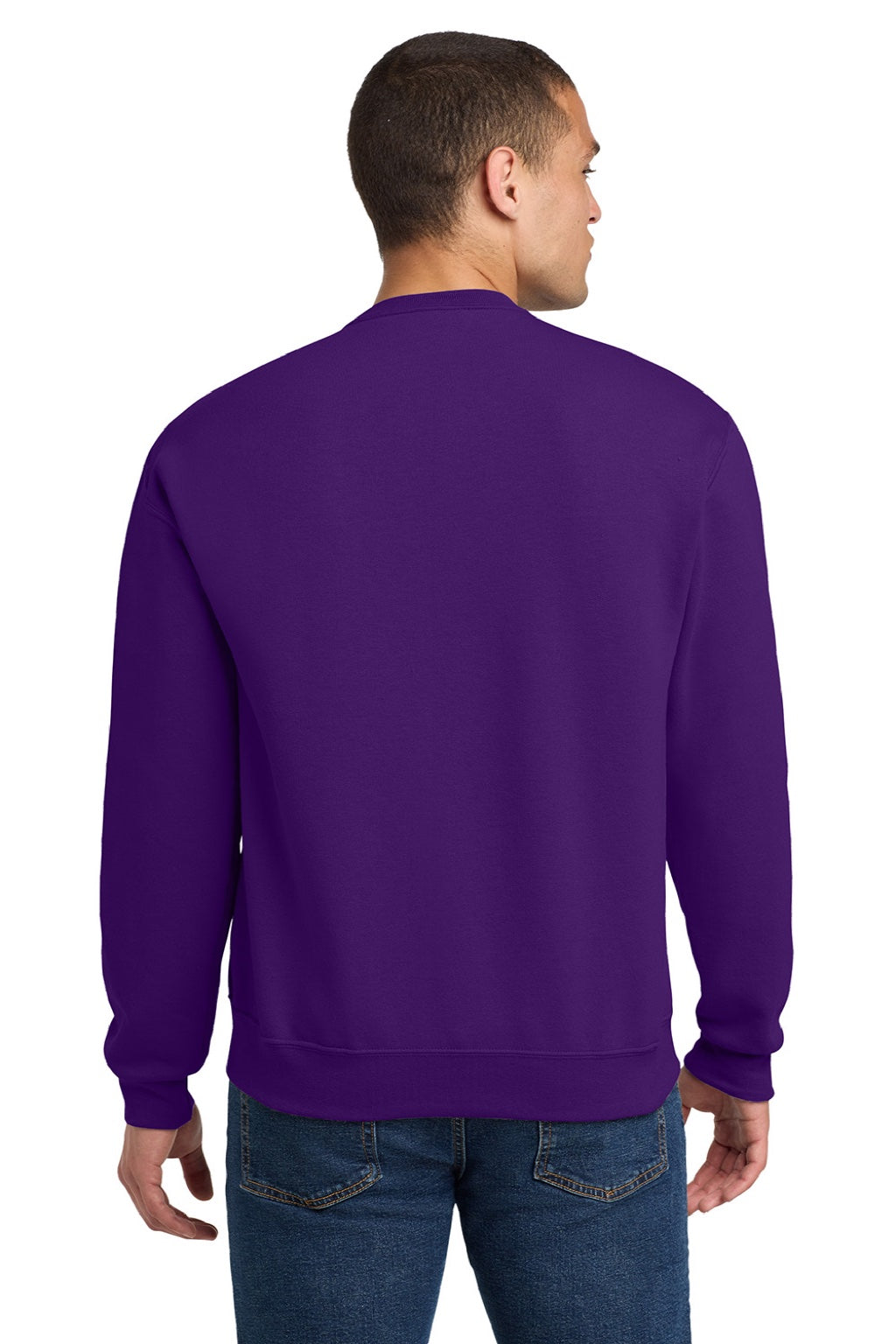 Jerzees 562M/562MR Mens NuBlend Fleece Crewneck Sweatshirt Deep Purple Model Back