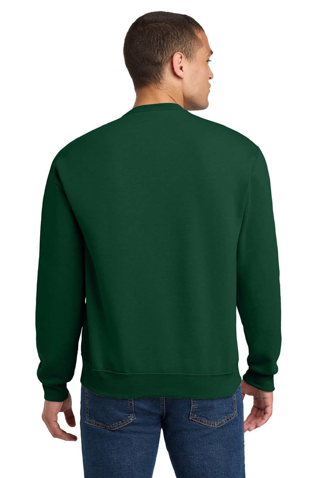 Jerzees 562M/562MR Mens NuBlend Fleece Crewneck Sweatshirt Forest Green Model Back