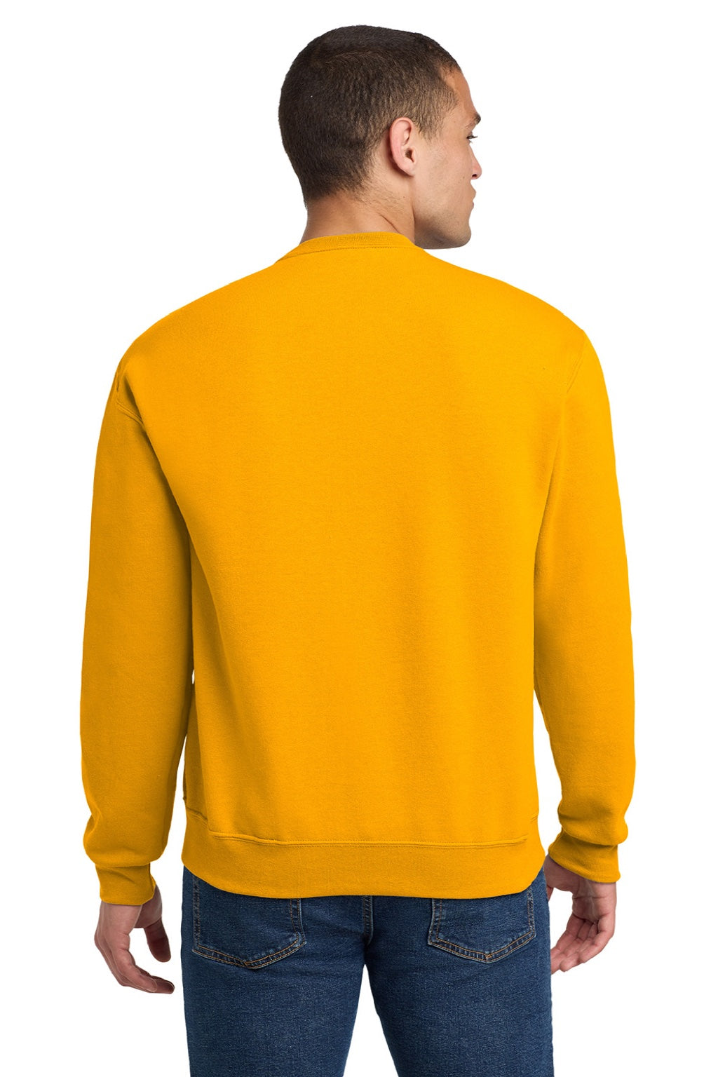 Jerzees 562M/562MR Mens NuBlend Fleece Crewneck Sweatshirt Gold Model Back