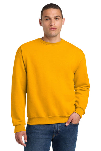 Jerzees 562M/562MR Mens NuBlend Fleece Crewneck Sweatshirt Gold Model Front