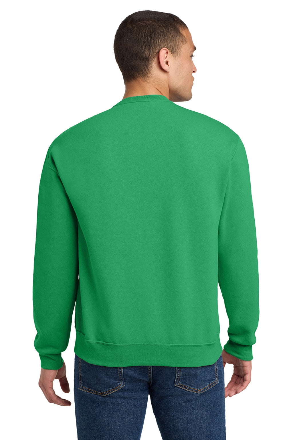 Jerzees 562M/562MR Mens NuBlend Fleece Crewneck Sweatshirt Kelly Green Model Back