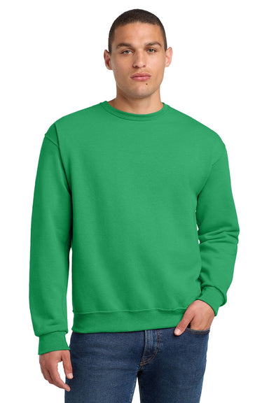 Jerzees 562M/562MR Mens NuBlend Fleece Crewneck Sweatshirt Kelly Green Model Front