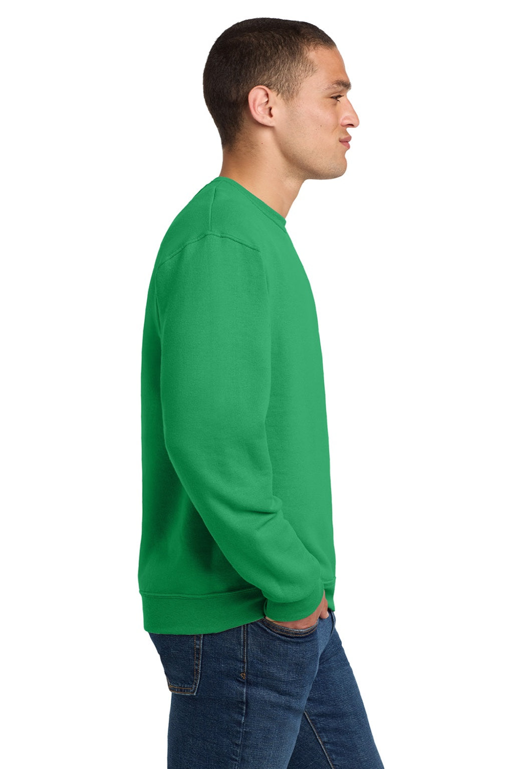 Jerzees 562M/562MR Mens NuBlend Fleece Crewneck Sweatshirt Kelly Green Model Side