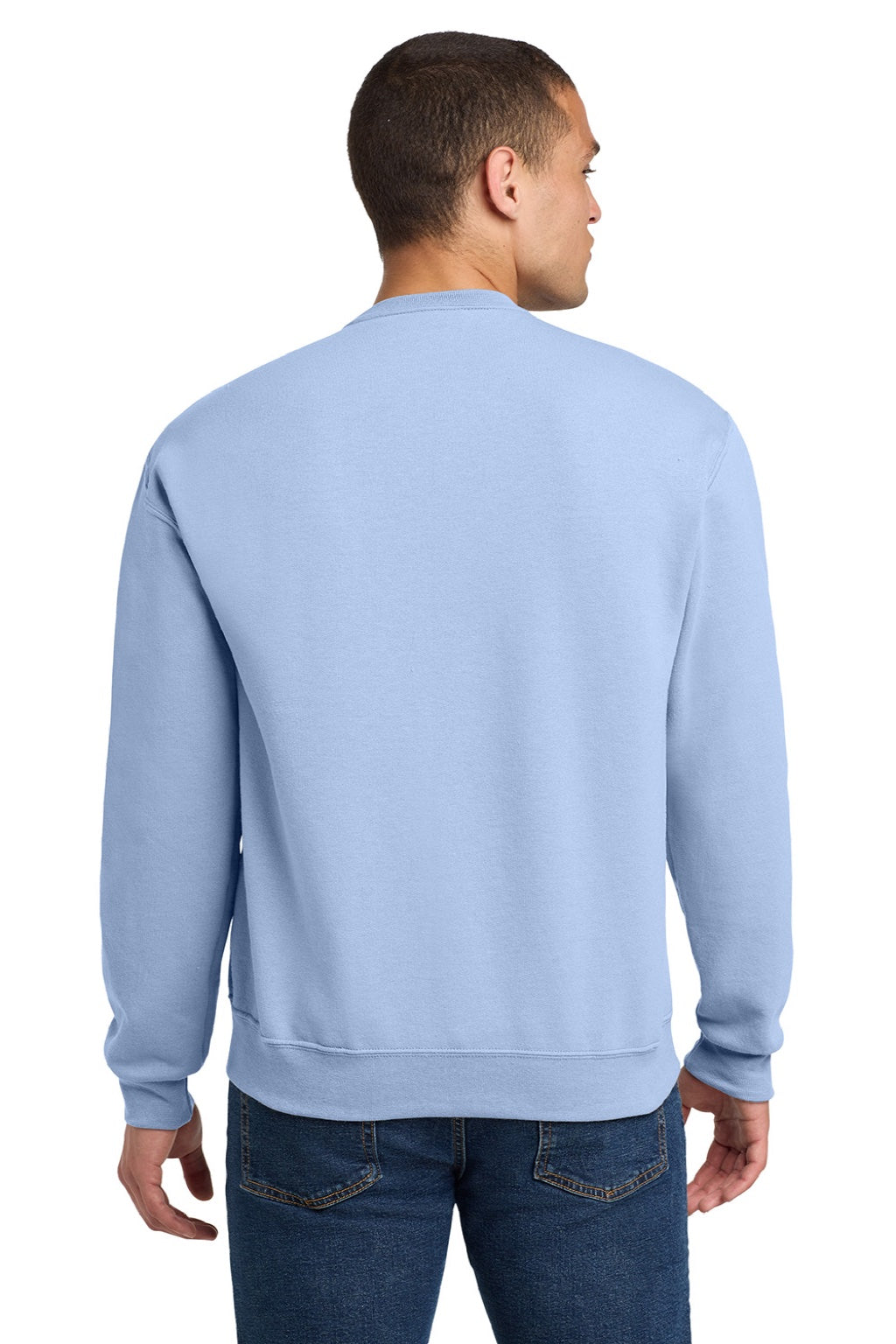 Jerzees 562M/562MR Mens NuBlend Fleece Crewneck Sweatshirt Light Blue Model Back
