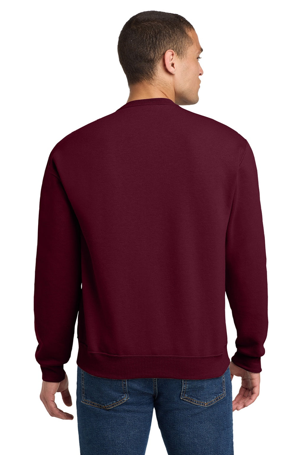 Jerzees 562M/562MR Mens NuBlend Fleece Crewneck Sweatshirt Maroon Model Back