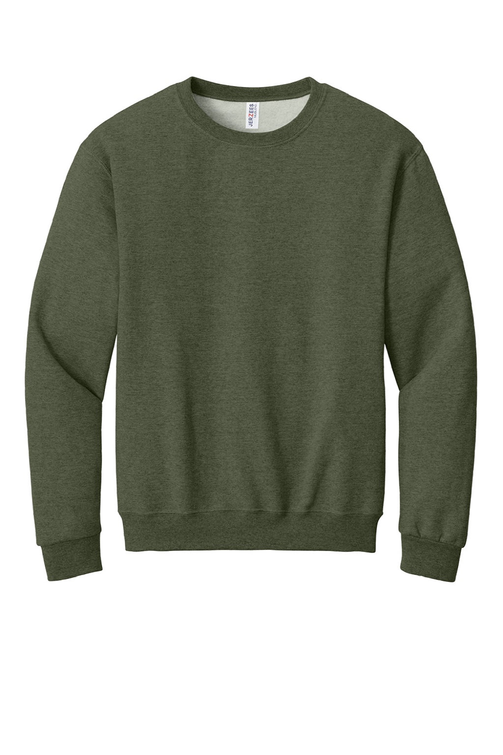 Jerzees 562M/562MR Mens NuBlend Fleece Crewneck Sweatshirt Heather Military Green Flat Front
