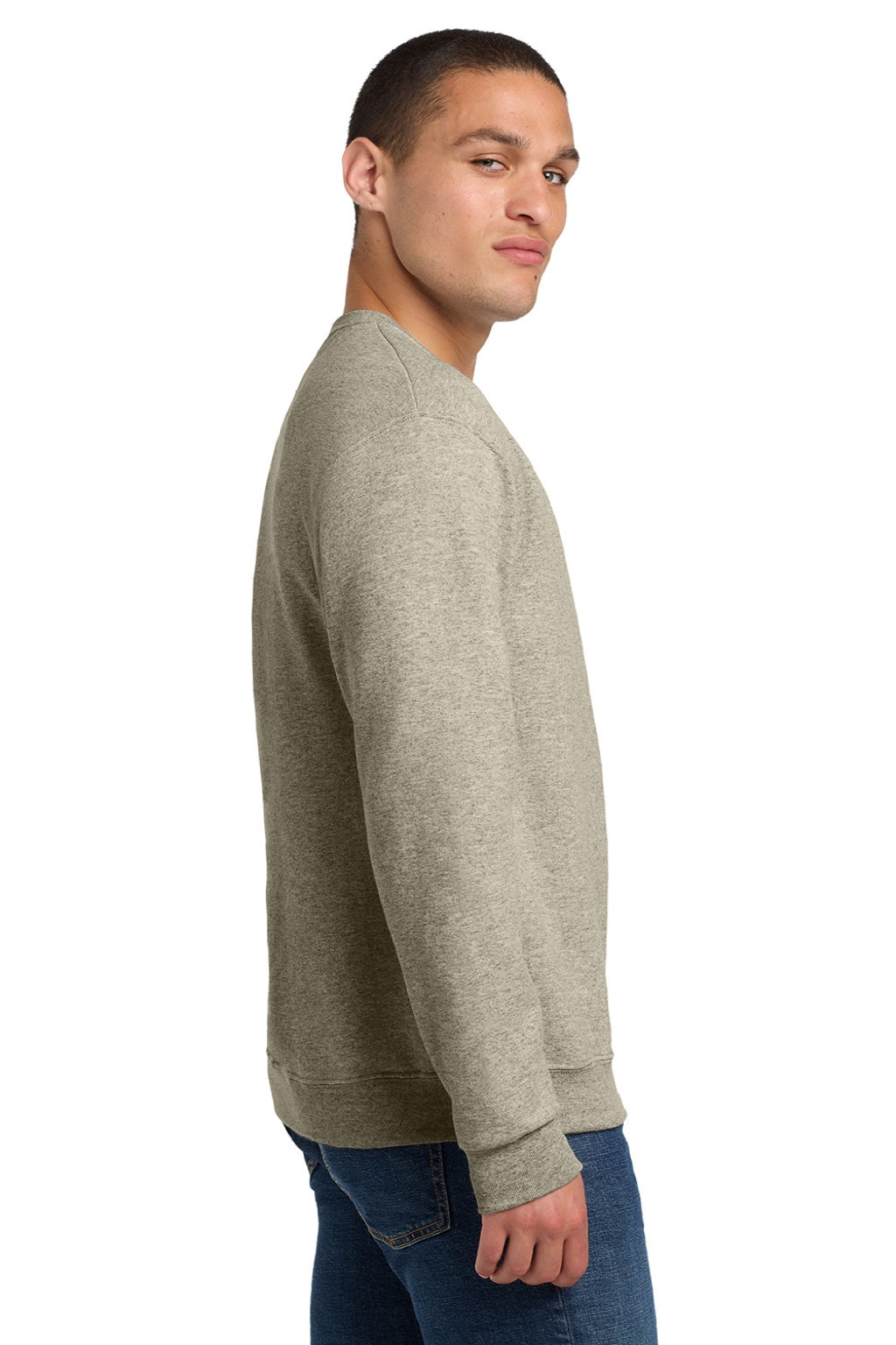 Jerzees 562M/562MR Mens NuBlend Fleece Crewneck Sweatshirt Heather Oatmeal Model Side
