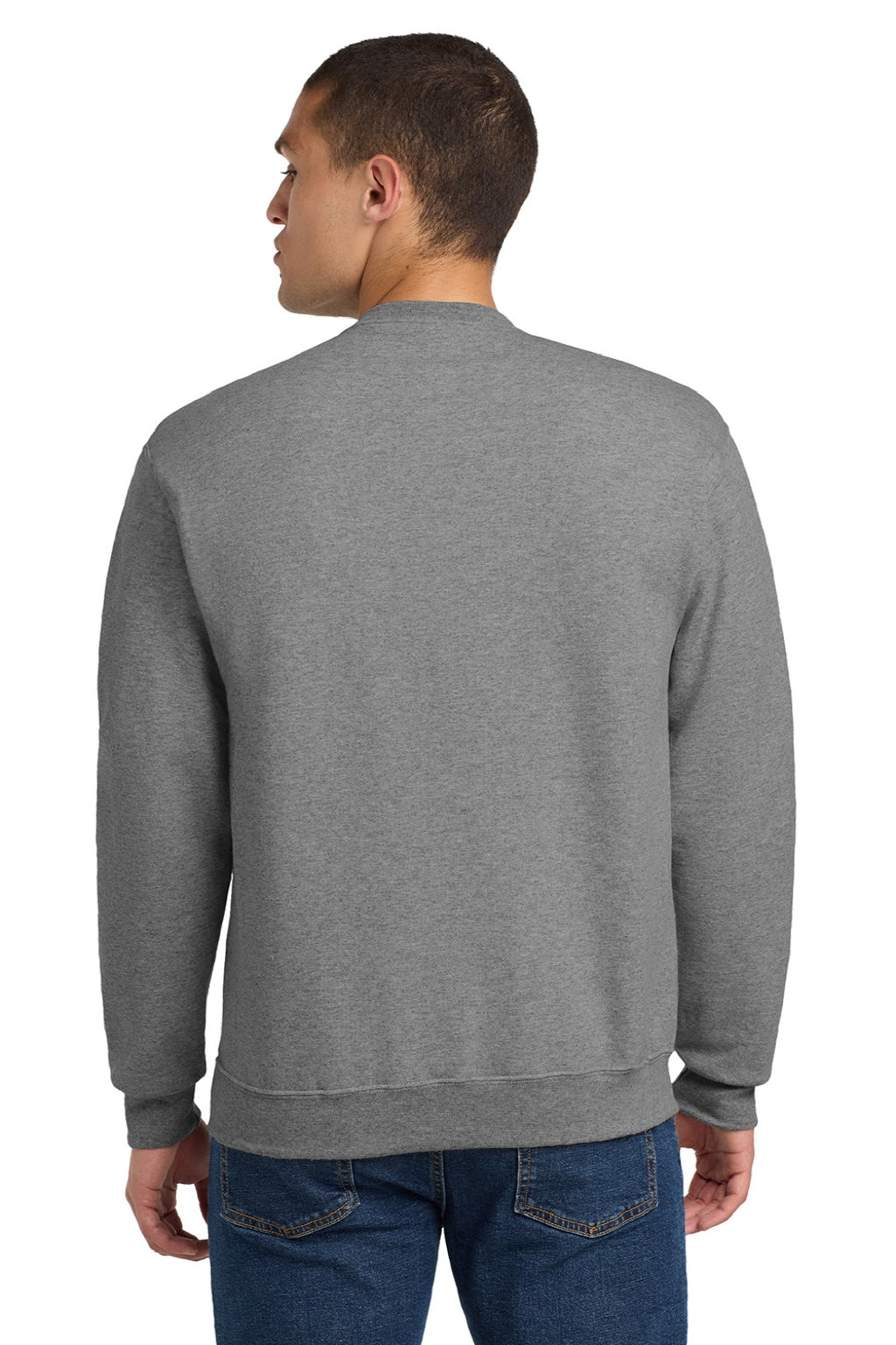 Jerzees 562M/562MR Mens NuBlend Fleece Crewneck Sweatshirt Oxford Grey Model Back