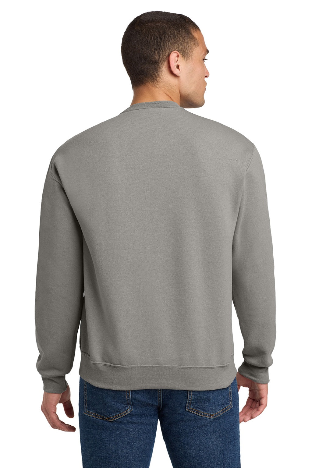 Jerzees 562M/562MR Mens NuBlend Fleece Crewneck Sweatshirt Rock Grey Model Back