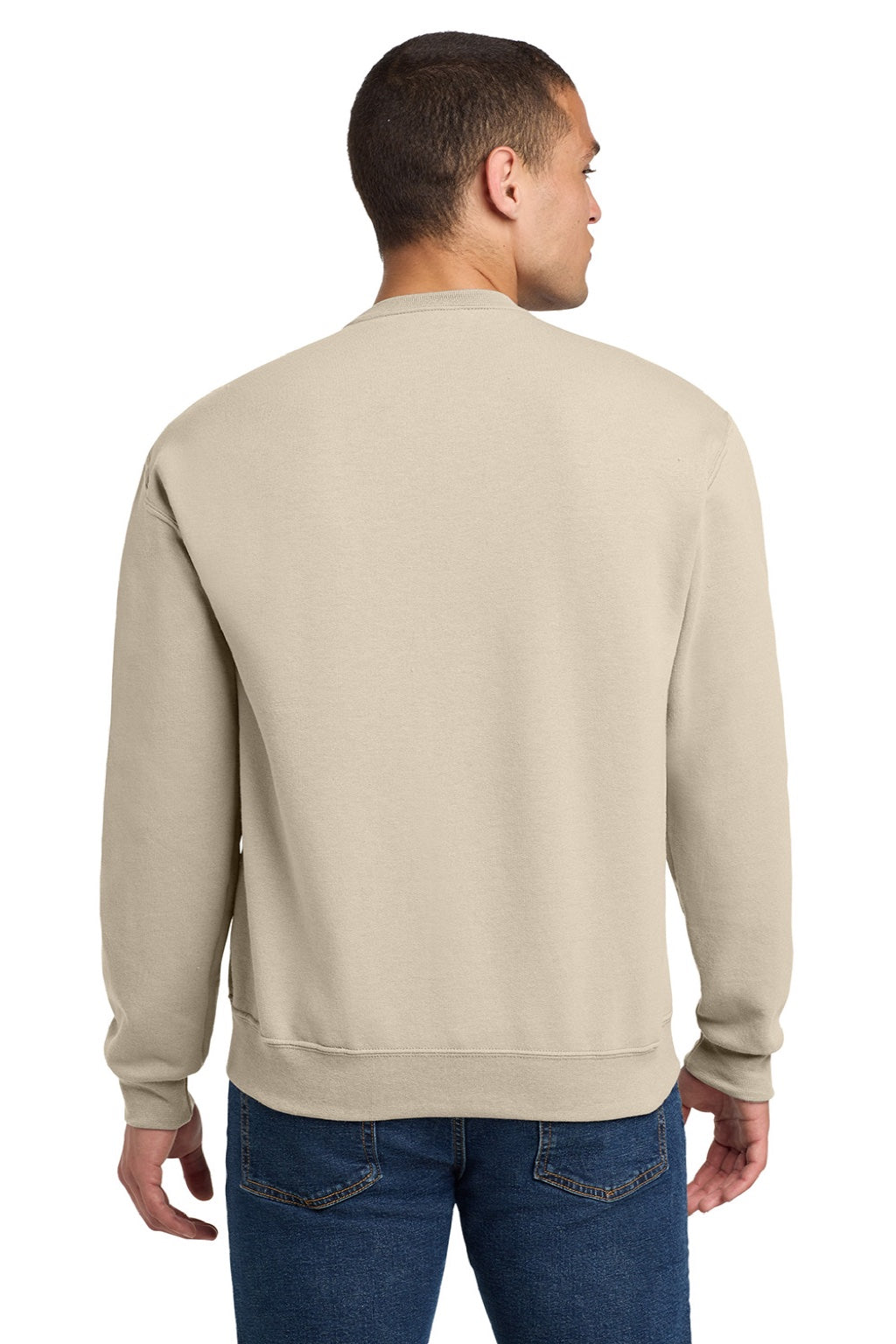 Jerzees 562M/562MR Mens NuBlend Fleece Crewneck Sweatshirt Heather Sweet Cream Model Back